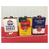 Three vintage empty 1 gallon canisters
