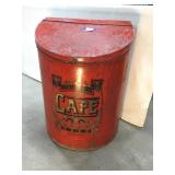 Vintage large Cafe metal container.  26.5 h x 19
