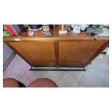 L-Shaped Wooden Bar with Brass Footrest