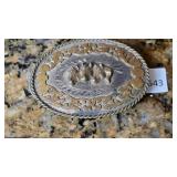 Oval Sterling Silver Overlay Belt Buckle