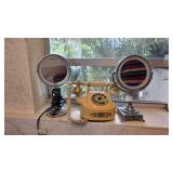 Ivory Rotary Phone With Two Vanity Mirrors