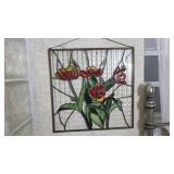 Stained Glass Panel with Floral Design