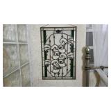 Leaded Glass Window Panel with Colored Accents