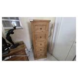 Natural Wood Tall Chest With Five Drawers