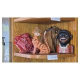 Black Face Iron Coin Bank and Figurines