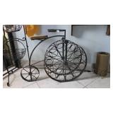 Metal Bicycle-Shaped Wine Rack With Wood Seat