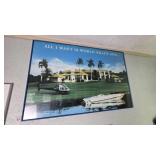 Framed Poster with Helicopter and Mansion
