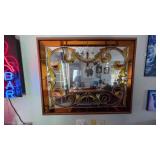 Stained Glass Wall Mirror in Wood Frame