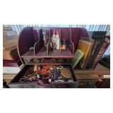 Wood Desk Organizer with Contents