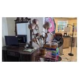 Bronze Lamp With Coral Lampshades