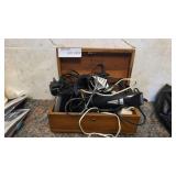 Wooden Box with Electrical Grooming Tools