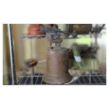 Vintage Brass Blow Torch with Green Handle