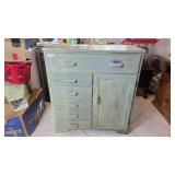 Green Wooden Storage Cabinet With Drawers