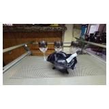 L.E. Smith Glass Bowl and 3 Mercury Wine Glasses