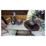 Amethyst Glassware with Hand Painted Bell