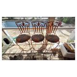 Three Wrought Iron Stools
