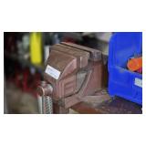 Metal Table With Vise and Electronic Safe