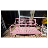 Pink Metal Bench with Ornate Backrest