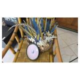 Framed Print and Feathered Decorative Basket