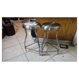 Two Chrome and Metal Bar Stools