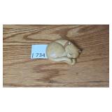 Brass Cat-Shaped Trinket Box