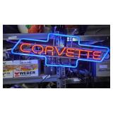Neon Corvette Sign in Blue and Red