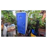 Portable Restroom with Blue Door