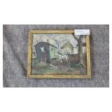 Framed Oil Painting of Rural Scene