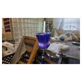 Hanging Blue Glass Vase With Chain