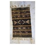 Handwoven Wool Rug with Fringe Edges