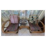 Bamboo Armchairs with Side Table Set
