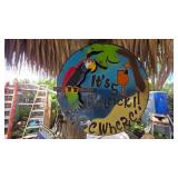 Metal Parrot Sign Itï¿½s 5 Oï¿½clock Somewhere