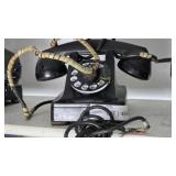 Black Rotary Dial Telephone with Wiring