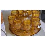 Amber Glass Decanter Set with Tray
