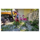 3 Pink Metal Flamingos for Outdoor Display