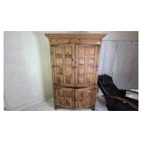 Natural Wood Cabinet With Contents