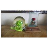 Glass Rose Paperweights Lot of Two