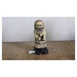 Carved Foo Dog Figurine on Stand