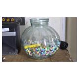 Glass Jar Filled With Assorted Beads