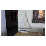 Sailboat Models with Mesh and Brass Accents