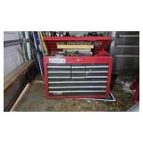 Red Metal Toolbox with Drawers