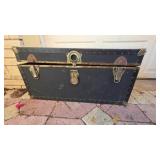 Black Metal Trunk With Contents Included