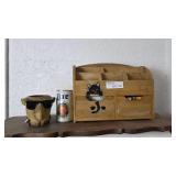 Wood Organizer With Cup and Accessories