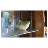 McCoy USA Green Pottery Vase Dish