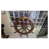 Wooden Ship Wheel with Brass Center
