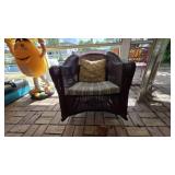 Brown Wicker Armchair with Cushion