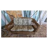 Wicker Hanging Porch Swing with Cushions