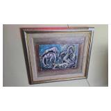 Framed Artwork of Horses on Canvas