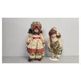 Two Porcelain Dolls With Stands
