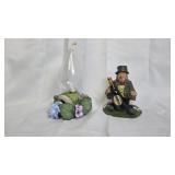 Leprechaun Figurine and Oil Lamp Set